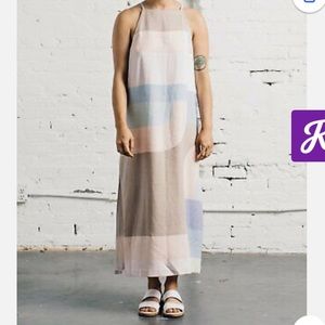 Mara Hoffman Dune Side Split Midi Pastel Colorblock Dress